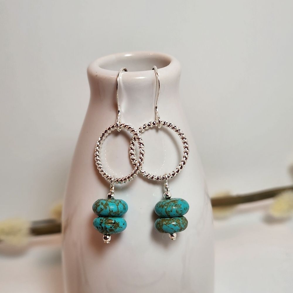 Magnesite Handmade Earrings on Sterling Silver French Earwires, Boho